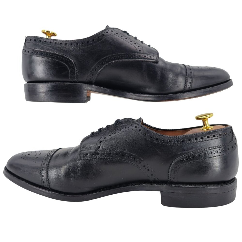Vintage Allen Edmonds Dress Shoes Men's 10.5D Black Leather Cap-toe Oxfords USA - Picture 10 of 11